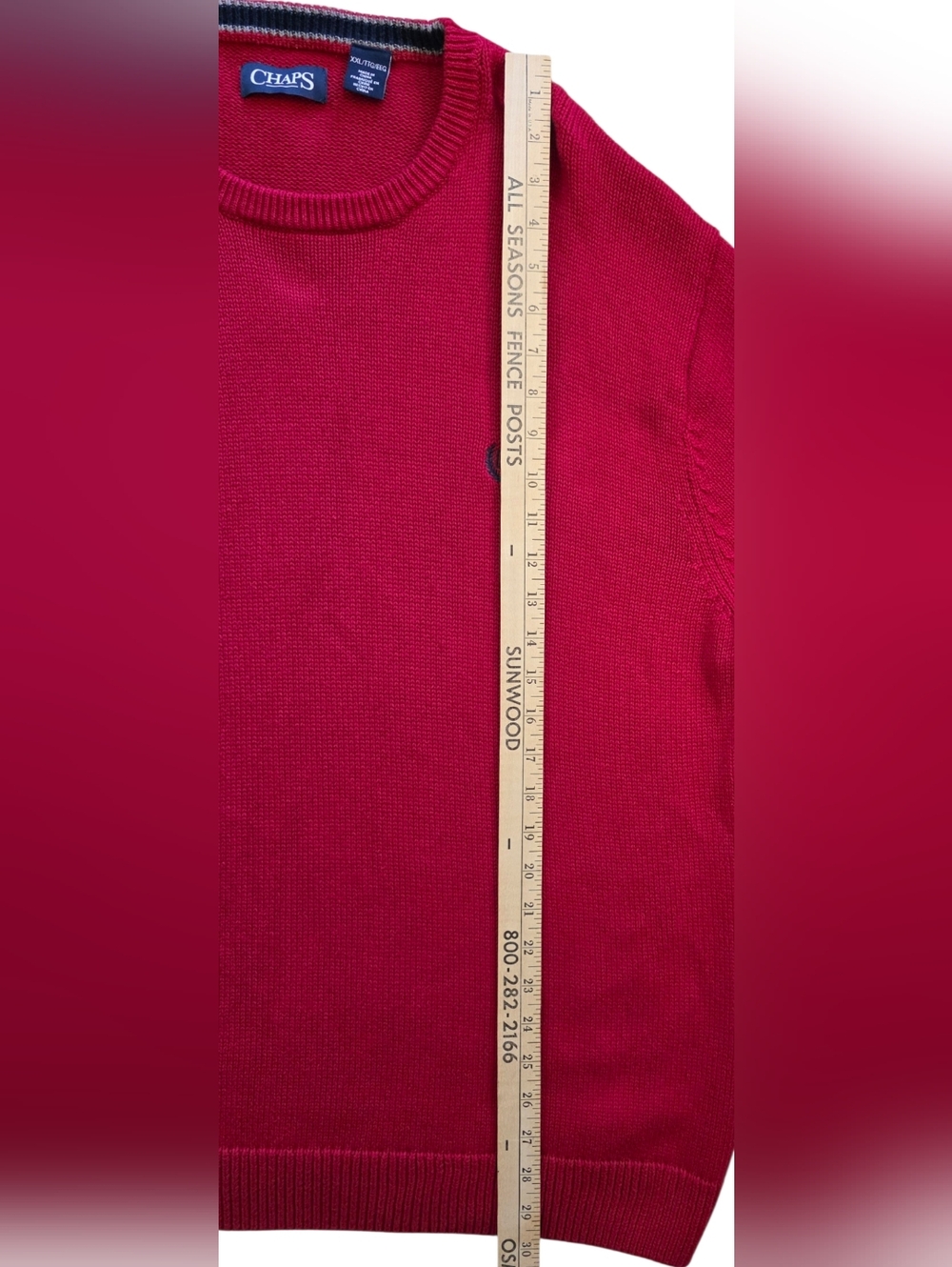 Chaps 2XL Red Crew Neck Classic Knit Pullover Sweater XXL - Picture 6 of 7